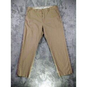 Lacoste Pants Men 34 x 28 Tan Organic Stretch Cotton Gabardine Tapered Chinos